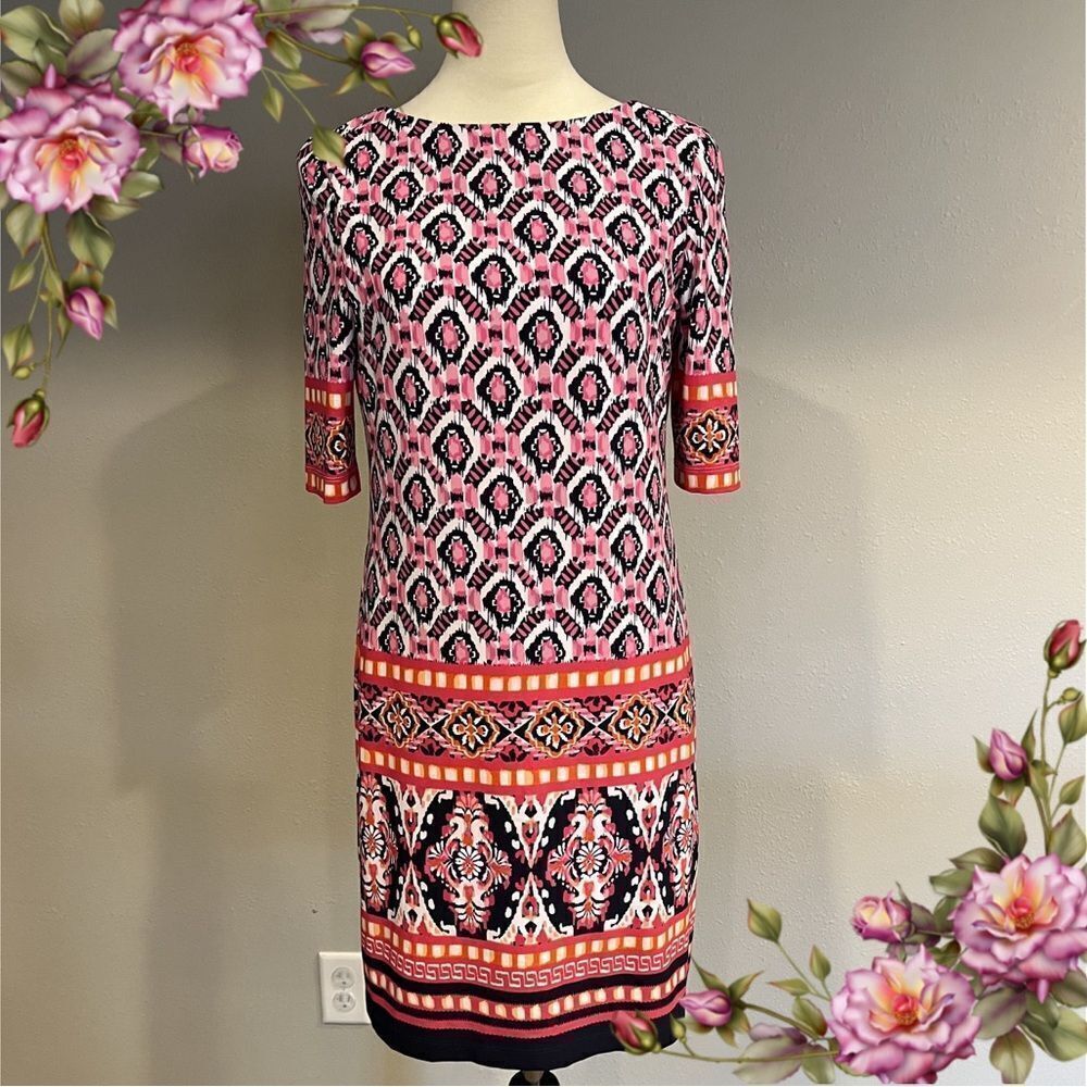 Eliza J boat neckline 3/4 sleeve‎ knee length dress size 6